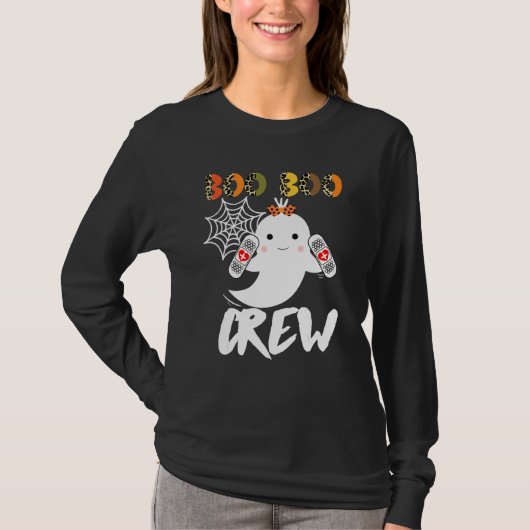 Leopard Halloween Boo Boo Crew Ghost Nurse Rn Nur T-Shirt (Vorderseite)