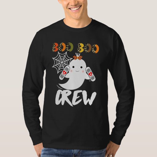 Leopard Halloween Boo Boo Crew Ghost Nurse  Rn Nur T-Shirt (Vorderseite)