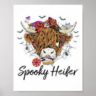 Leopard Halloween Kuh Pumpkin Spooky Heifer Poster