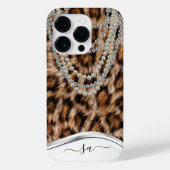 Leopard Handgeschriebener Name Pearl Diamond Neckl Case-Mate iPhone Hülle (Rückseite)