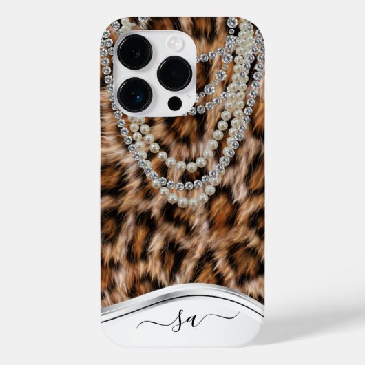 Leopard Handgeschriebener Name Pearl Diamond Neckl Case-Mate iPhone Hülle (Rückseite)