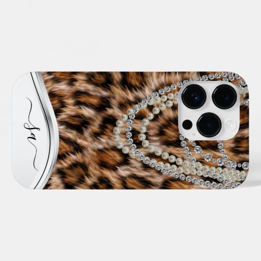 Leopard Handgeschriebener Name Pearl Diamond Neckl Case-Mate iPhone Hülle (Rückseite (Horizontal))