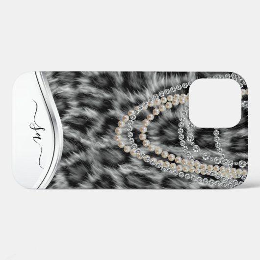 Leopard Handgeschriebener Name Pearl Diamond Neckl Case-Mate iPhone Hülle (Rückseite (Horizontal))