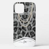 Leopard handgeschriebener Name Perlen Diamant Hals Case-Mate iPhone Hülle (Rückseite)