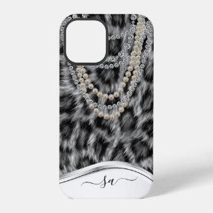 Leopard Handschrift Name Perlen Diamant Halskette  iPhone 12 Pro Hülle