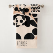 Leopard Haut Beige Flora Modernes Mosaikmuster Badhandtuch Set (Insitu)