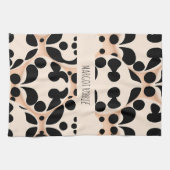 Leopard Haut Beige Flora Modernes Mosaikmuster Geschirrtuch (Horizontal)