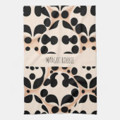 Leopard Haut Beige Flora Modernes Mosaikmuster Geschirrtuch (Vertikal)