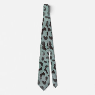 Leopard-Haut in der Mandarine Blaues Meer Krawatte