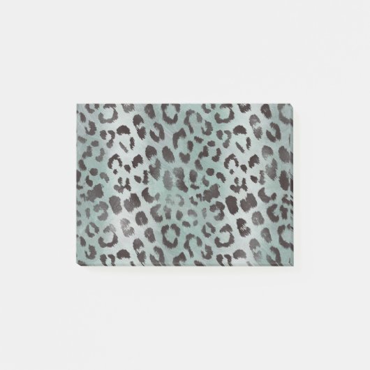 Leopard-Haut in der Mandarine Blaues Meer Post-it Klebezettel (Vorderseite)