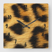 Leopard-Haut-Tierdruck Quadratische Wanduhr (Vorderseite)