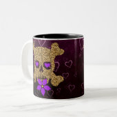Leopard-Haut-Valentinsgruß Zweifarbige Tasse (Vorderseite Links)