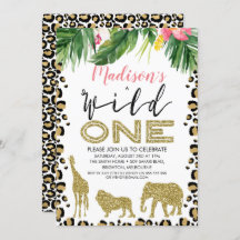Leopard-Haut Wild Ein Geburtstag Einladung