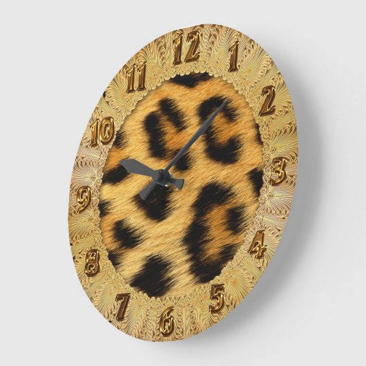 Leopard Hautfarbe Große Wanduhr (Winkel)