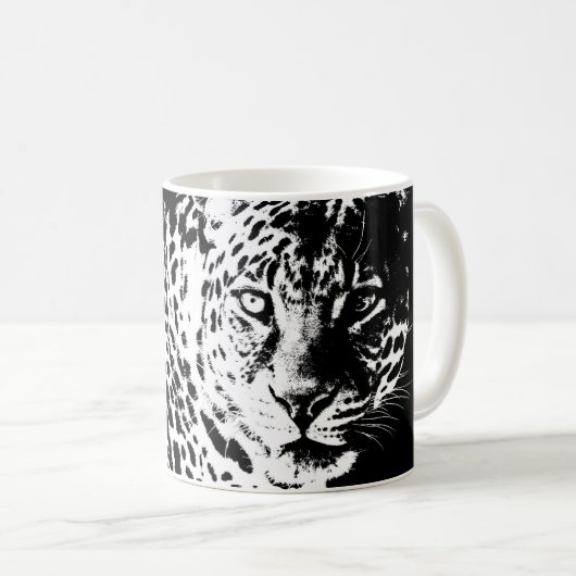 Leopard Head Pop Art Modern Template Animals Kaffeetasse (VorderseiteRechts)