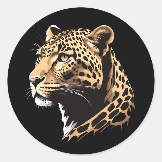 Leopard Head Runder Aufkleber (Vorderseite)