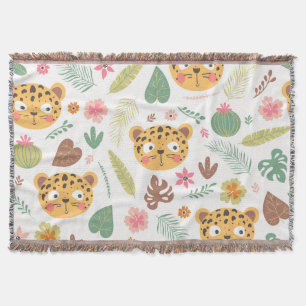 Leopard Head Tropische Pflanzen Muster Decke