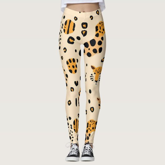 Leopard Heads Pattern Leggings (Vorderseite)