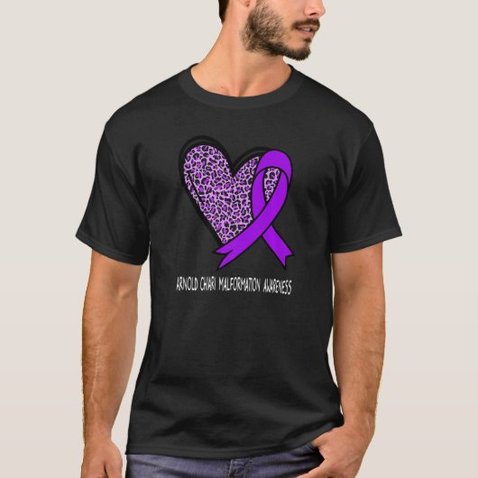 Leopard Heart Arnold Chiari Malformation Awareness T-Shirt (Vorderseite)