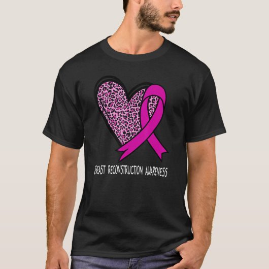Leopard Heart Breast Reconstruction Awareness Pink T-Shirt (Vorderseite)