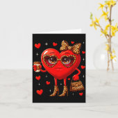 Leopard Heart Drinking Coffee Valentines Day Women Karte (Gelbe Blume)