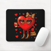 Leopard Heart Drinking Coffee Valentines Day Women Mousepad (Mit Mouse)