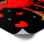 Leopard Heart Drinking Coffee Valentines Day Women Poster (Ecke)