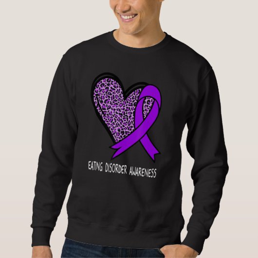 Leopard Heart Eating Disorder Awareness Purple Rib Sweatshirt (Vorderseite)