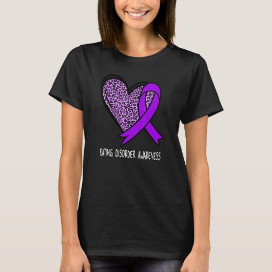 Leopard Heart Eating Disorder Awareness Purple Rib T-Shirt (Vorderseite)