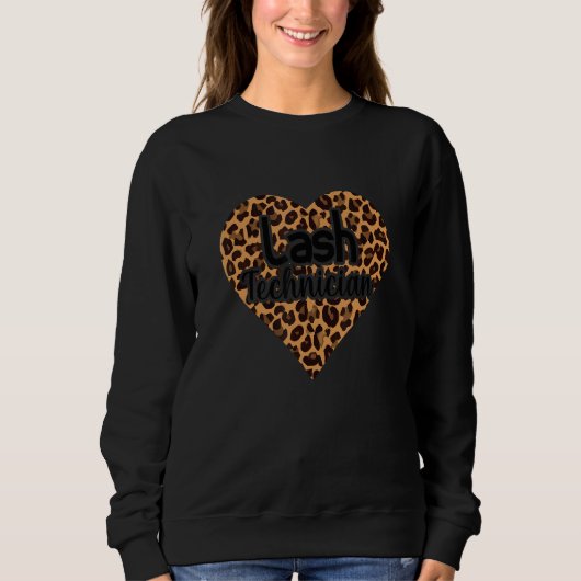 Leopard Heart Eyelash Lash Techniker Sweatshirt (Vorderseite)