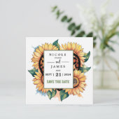 Leopard Heart Floral Save The Date (Stehend Vorderseite)