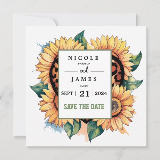 Leopard Heart Floral Save The Date (Vorderseite)