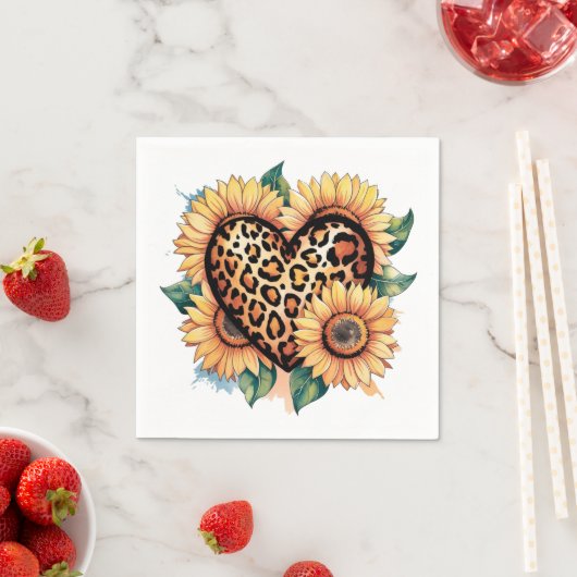 Leopard Heart Floral Serviette (Beispiel)