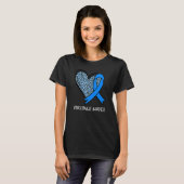 Leopard Heart Hydrocephalus Awareness Blue Ribbon T-Shirt (Vorne ganz)