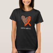 Leopard Heart Leukemia Awareness Orange Ribbon T-Shirt (Vorderseite)