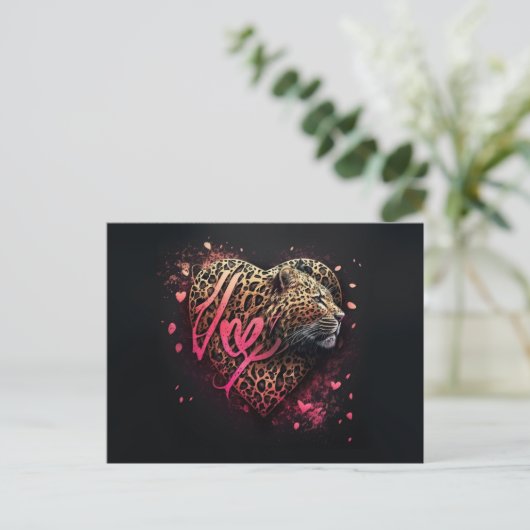 Leopard Heart Liebe Graffiti Art Postkarte (Stehend Vorderseite)