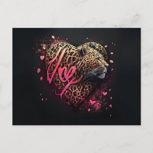 Leopard Heart Liebe Graffiti Art Postkarte (Vorderseite)