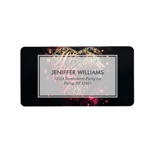 Leopard Heart Love Graffiti Art                    Adressaufkleber (Vorne)