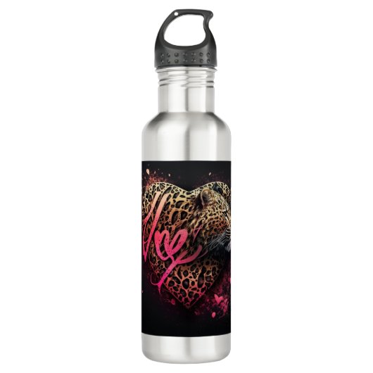 Leopard Heart Love Graffiti Art                    Edelstahlflasche (Vorderseite)