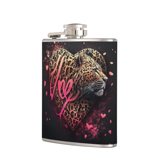 Leopard Heart Love Graffiti Art                    Flachmann (Links)