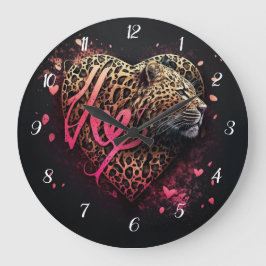 Leopard Heart Love Graffiti Art                    Große Wanduhr