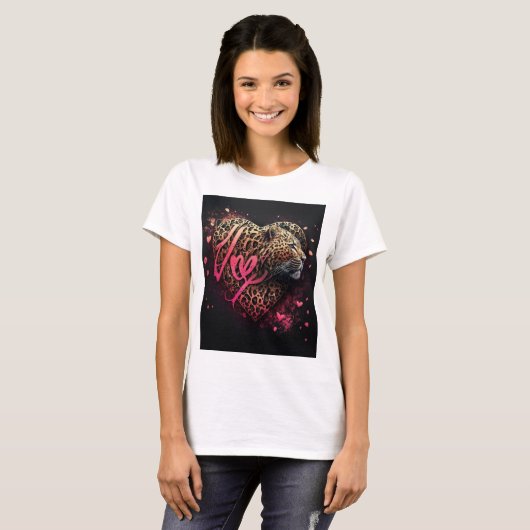 Leopard Heart Love Graffiti Art                    T-Shirt (Vorne ganz)