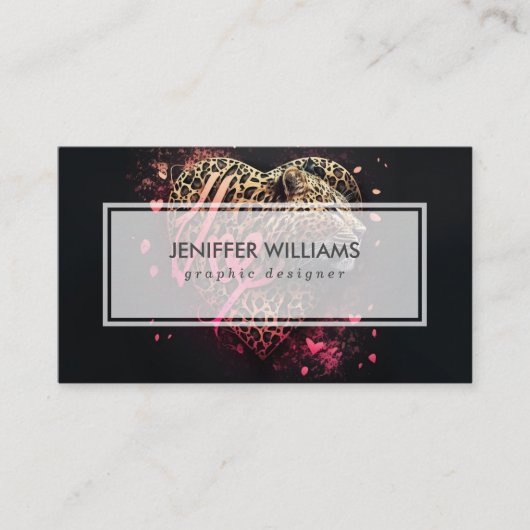Leopard Heart Love Graffiti Art Visitenkarte (Vorderseite)