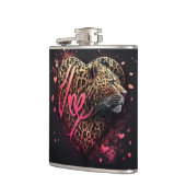 Leopard Heart Love Graffiti-Kunst Flachmann (Links)
