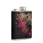 Leopard Heart Love Graffiti-Kunst Flachmann (Rechts)