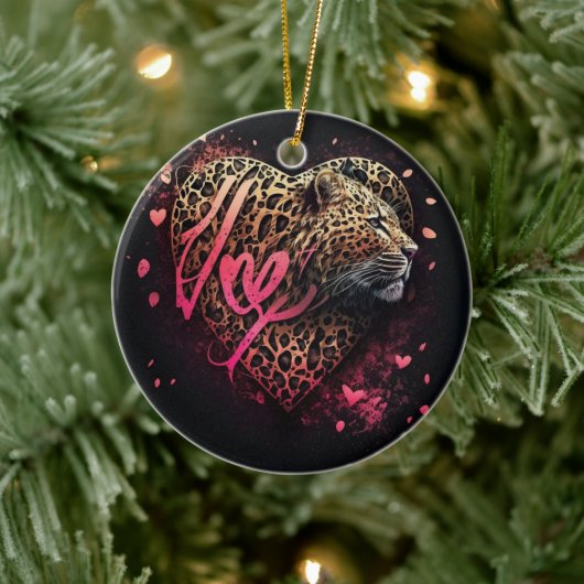 Leopard Heart Love Graffiti-Kunst                  Keramik Ornament (Baum)