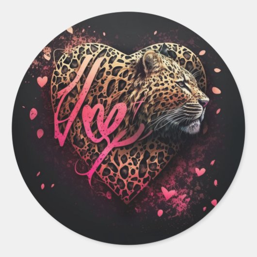 Leopard Heart Love Graffiti-Kunst                  Runder Aufkleber (Vorderseite)