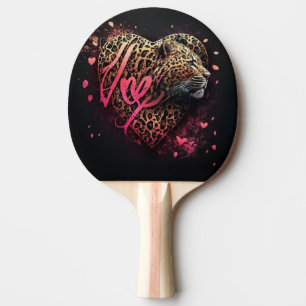 Leopard Heart Love Graffiti-Kunst Tischtennis Schläger