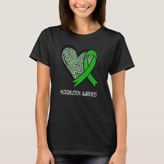 Leopard Heart Microdeletion Awareness Green Ribbon T-Shirt (Vorderseite)
