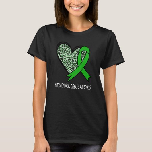 Leopard Heart Mitochondrial Disease Awareness Gree T-Shirt (Vorderseite)